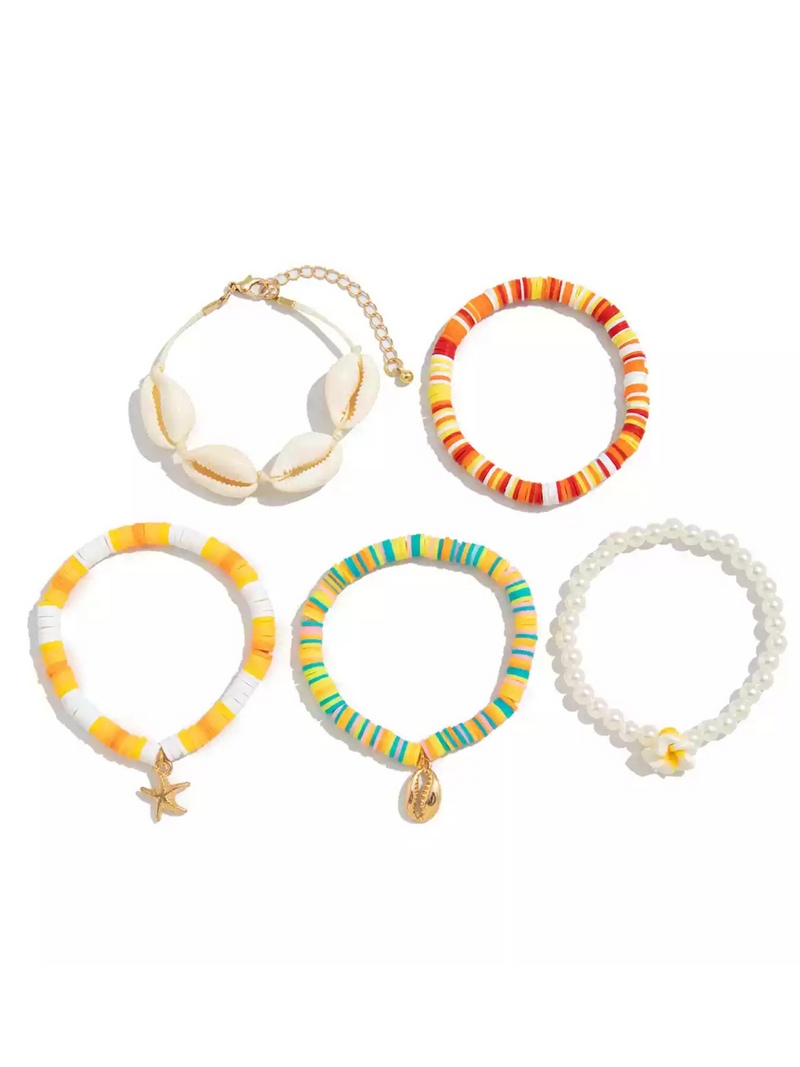 Colorful Shell & Bead Bracelet Set