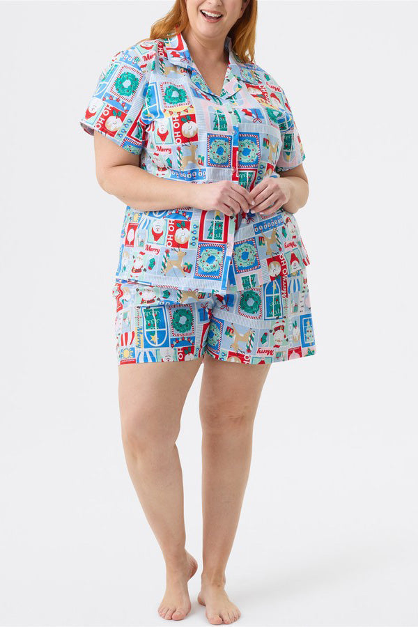 Christmas Print Short-Sleeve Cute Cartoon Print Set