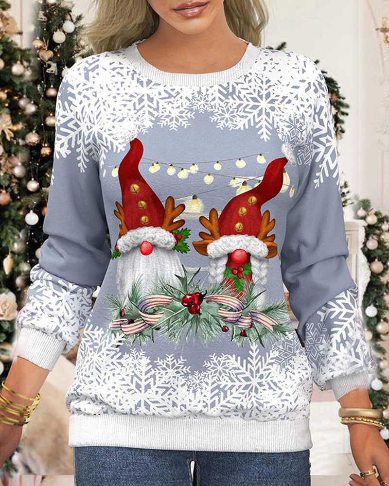 Sweatshirt with Raglan Sleeves in Christmas Motif