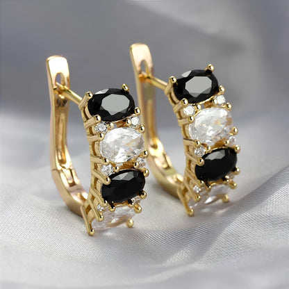 Obsidian & Ice Alchemy Hoop Earrings