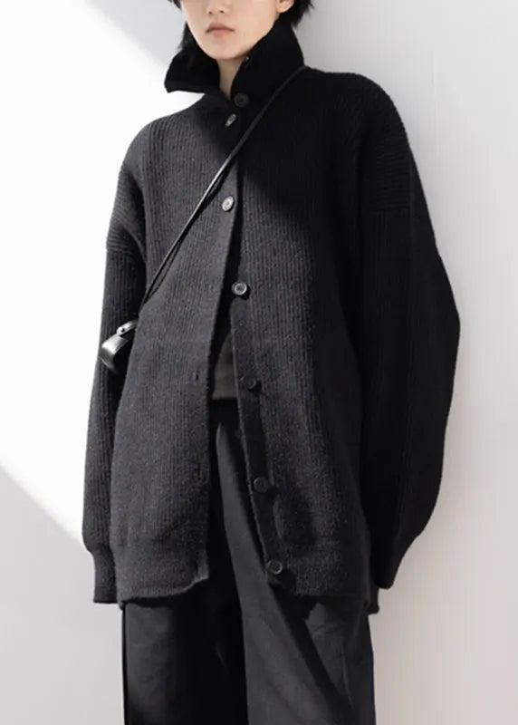 Loose Black Button Cotton Knit Cardigans Coats Fall
