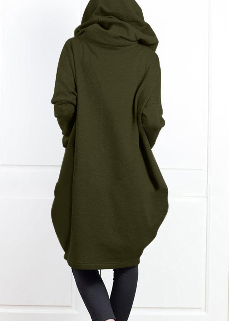Loose Grey False Two Pieces Patchwork Cotton Hooded Coat Fall