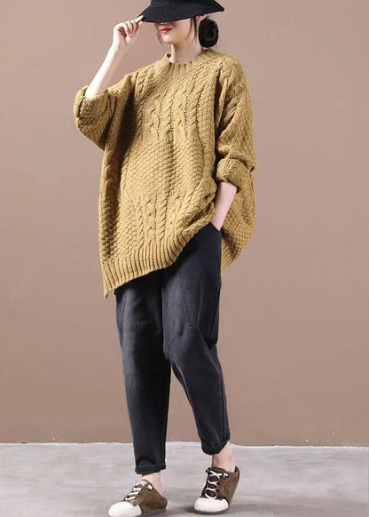 Organic Yellow Side Open Fall Sweater Top