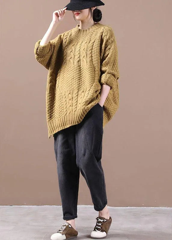 Organic Yellow Side Open Fall Sweater Top