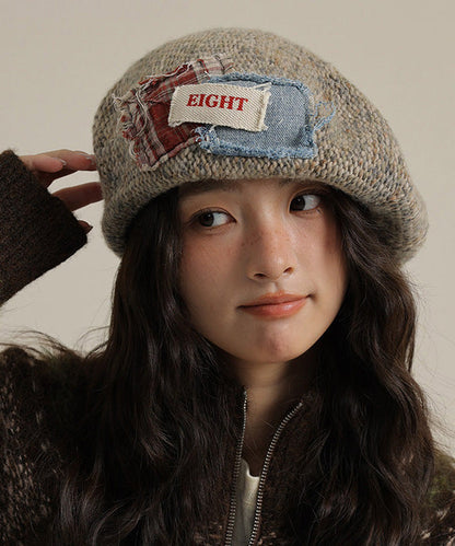 Khaki Versatile Patch Knit Breton Hat