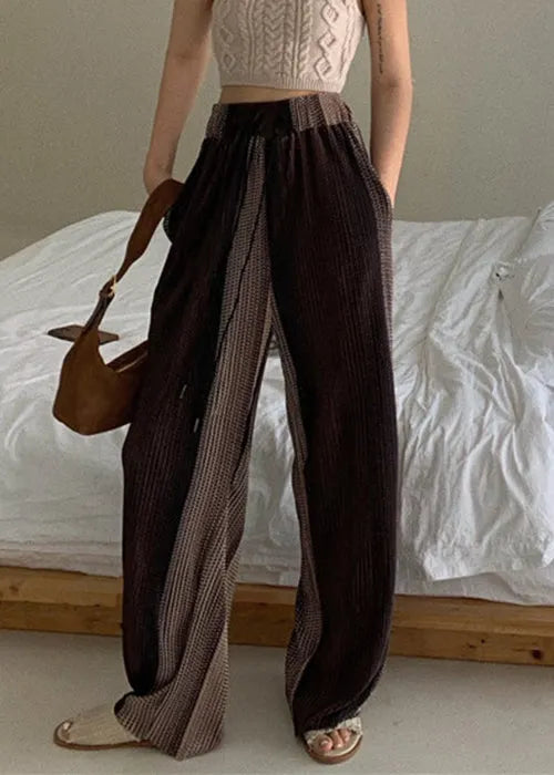 Colorblock Pockets High Waist Pants Summer