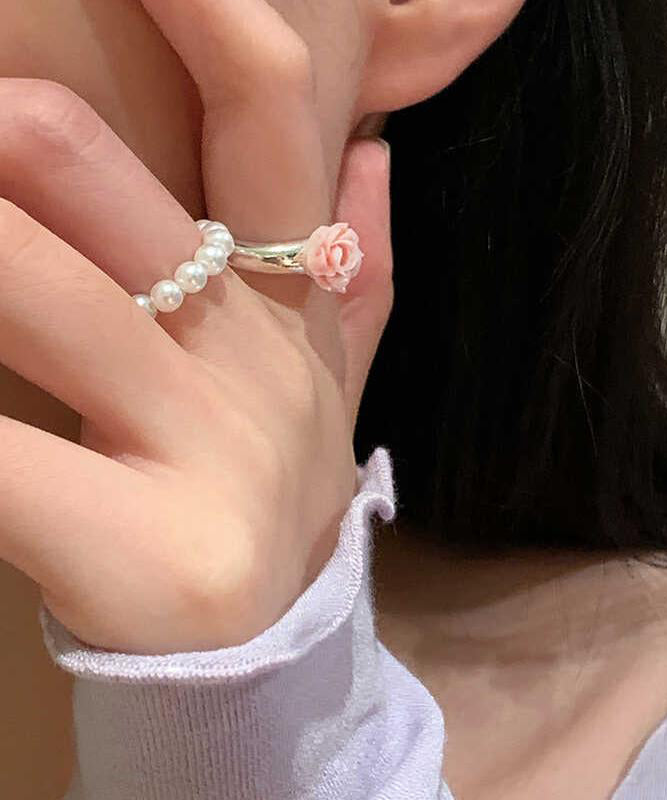 Handmade Alloy Pearl Rings Two-piece Set