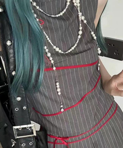 White Sterling Silver Crystal Pearl Starry Sky Gratuated Bead Necklace