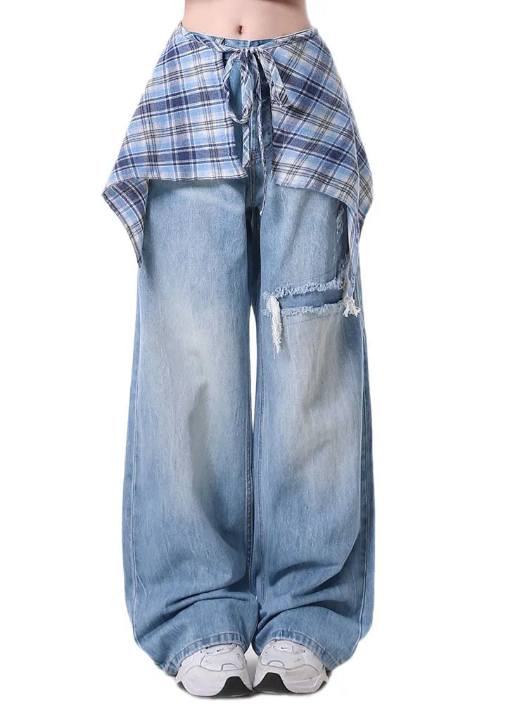 High Street Detachable Skirt Design Wide Leg Pants Spring