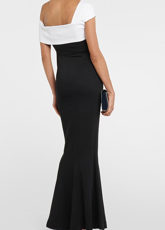 New Black Slash Neck Off Shoulder Slim Fit Dress Summer