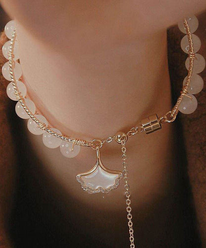 Chinese Style Gold Sterling Silver Overgild Drop Glaze Ginkgo Leaves Charm Bracelet