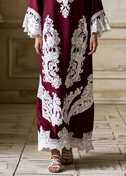Boutique Mulberry V Neck Patchwork Lace Holiday Dresses Spring