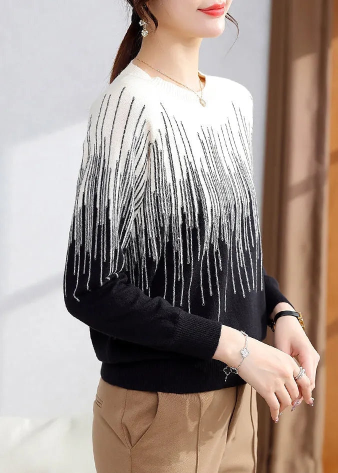 French Black O-neck Cozy Knit Sweaters Winter