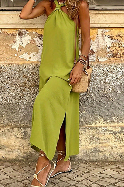 Simplicity Slit V Neck Sleeveless Dresses