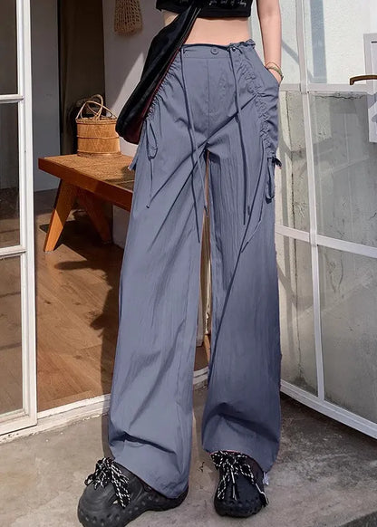 Stylish Apricot Bow Drawstring Quick Drying Sports Pants Spring