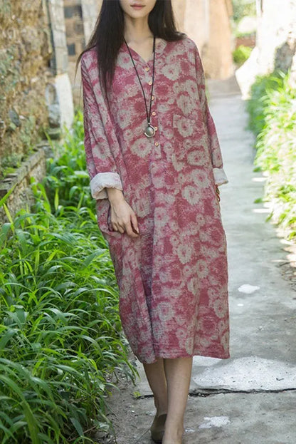 -cotton Linen Loose Fitting Dress