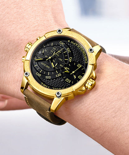 Silk Leather Tempered Glass Quartz Movement Watch