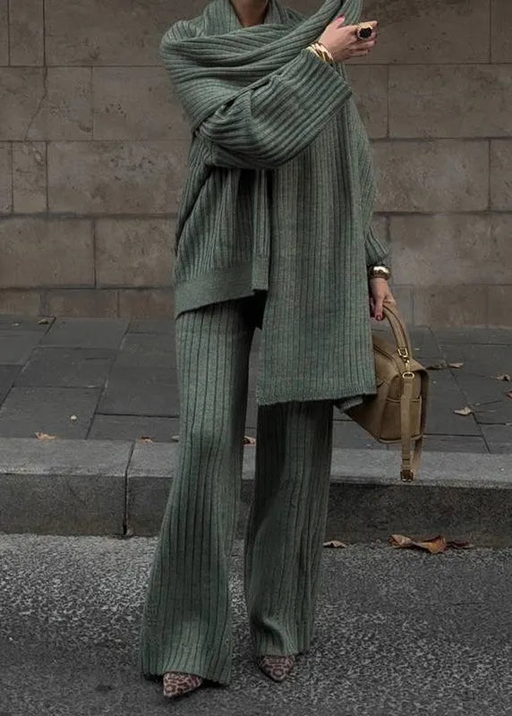 Mulberry V Neck Knit Two Piece Set Fall