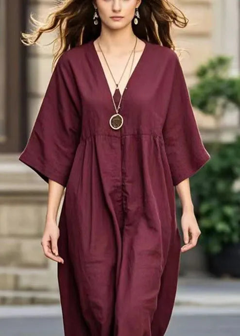 Mulberry Oversized Cotton Long Dress Bracelet Sleeve