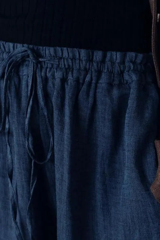 Wowen Linen Elastic Waist Turnip Pants