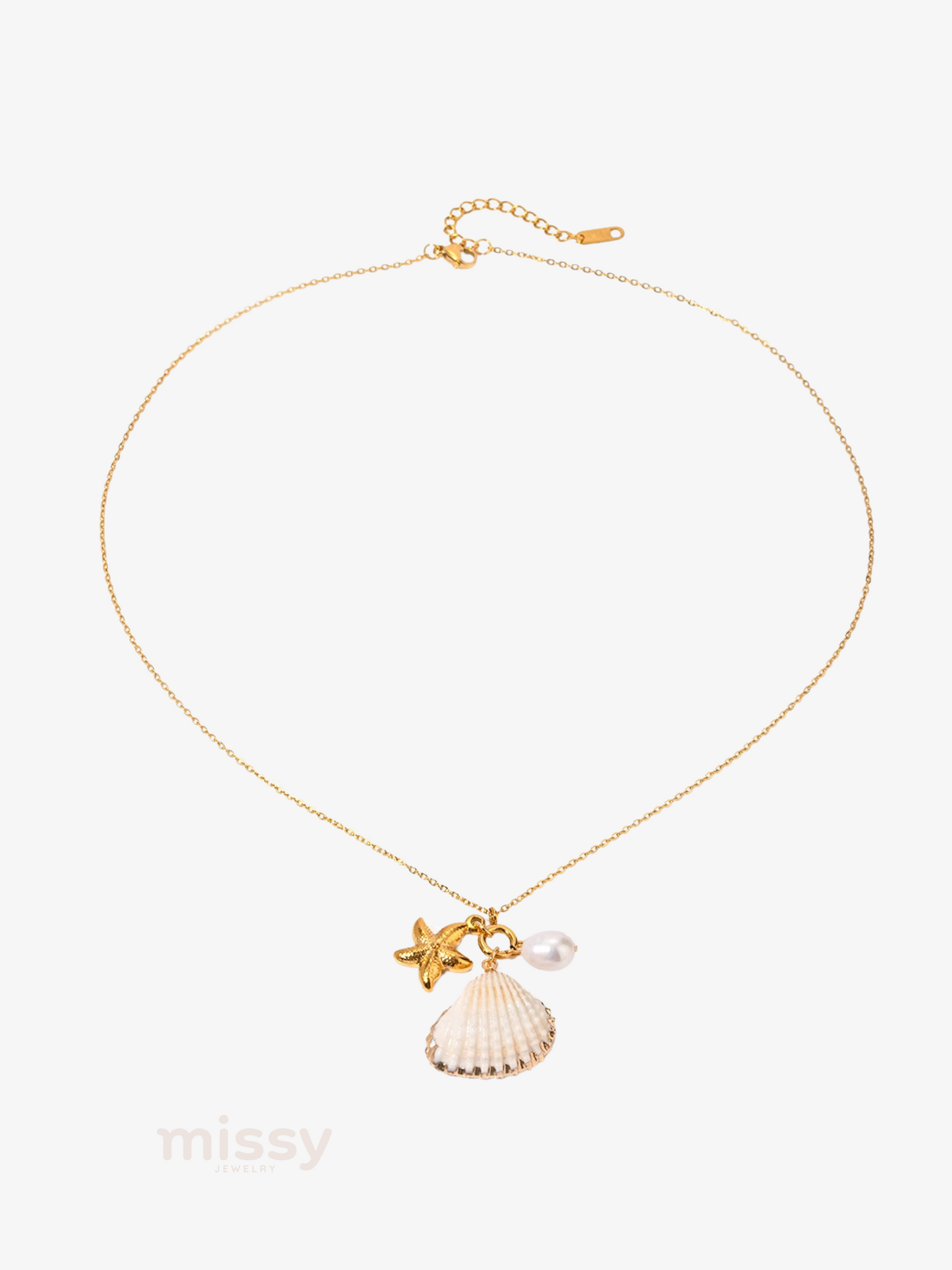 Vaani Seashell & Pearl Charm Necklace