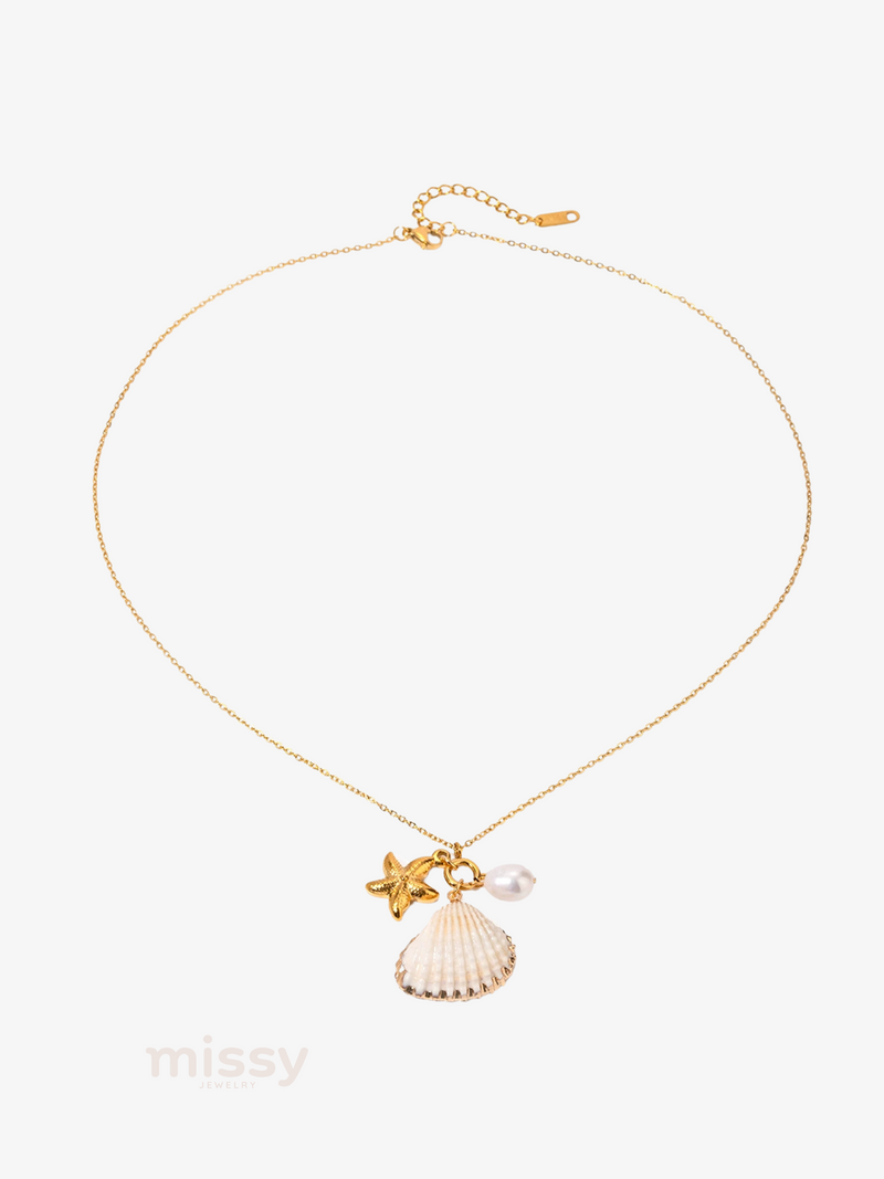 Vaani Seashell & Pearl Charm Necklace