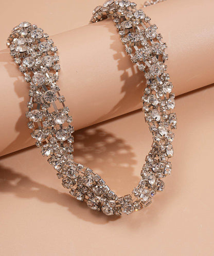 Classy White Sparkling Zircon Collar Necklace