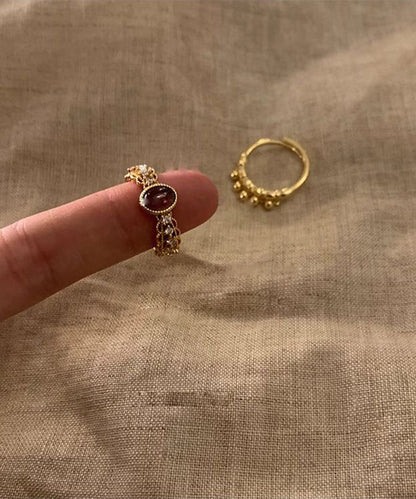 Gold Sterling Silver Overgild Open Rings Two-piece Set