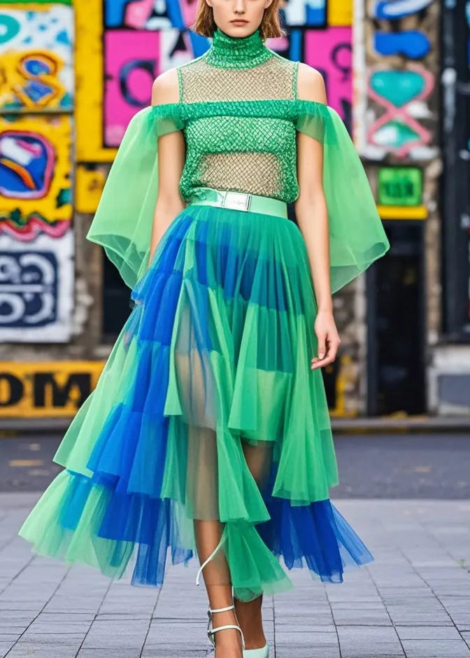 Colorblock Exra Large Hem Tulle Beach Skirts Summer
