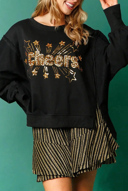 Christmas Sequin Casual Crew Neck Long-Sleeve Sweatshirt