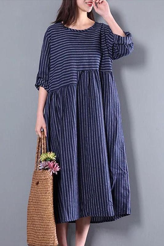 Limited Stock- Loose Stripe Long Sleeve Dress