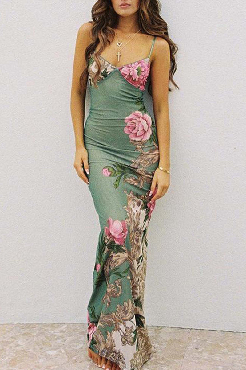 Printed Backless Bodycon Dress