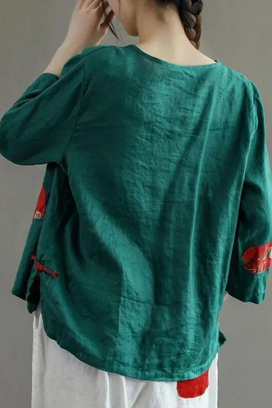 Patchwork Pocket Summer Retro Shirt