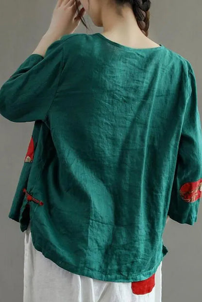 Patchwork Pocket Summer Retro Shirt