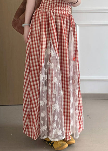 Plaid Strapless Pockets Patchwork Cotton Dress Sleeveless