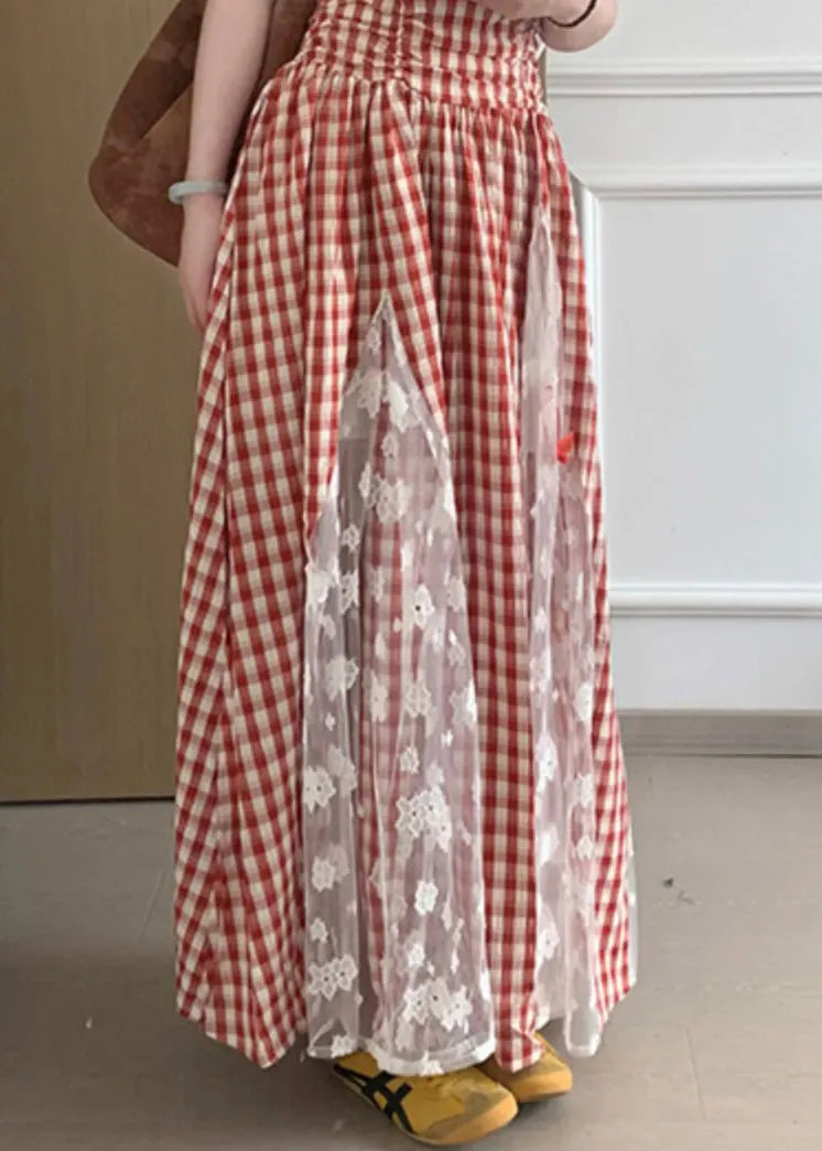 Plaid Strapless Pockets Patchwork Cotton Dress Sleeveless