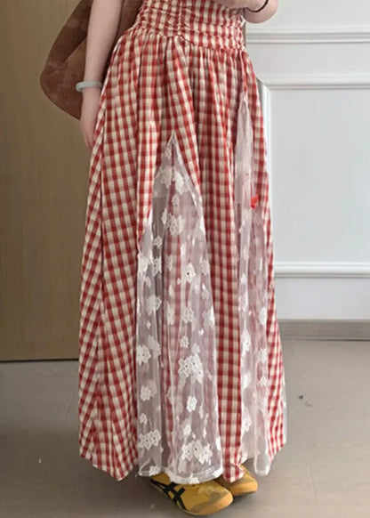 Plaid Strapless Pockets Patchwork Cotton Dress Sleeveless