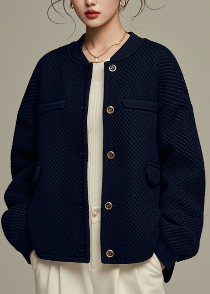 Loose Black Button Cotton Coats Winter