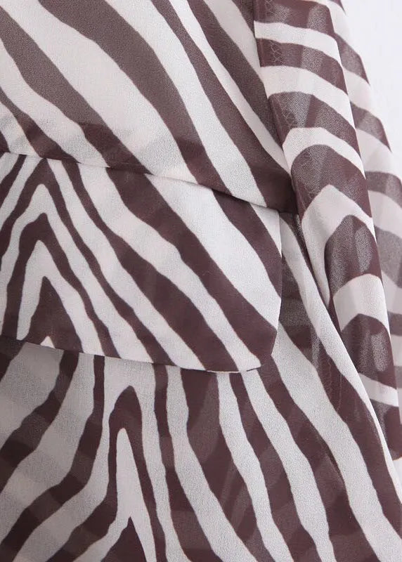 Striped Printed Long Sleeved Lace Up Shirt
