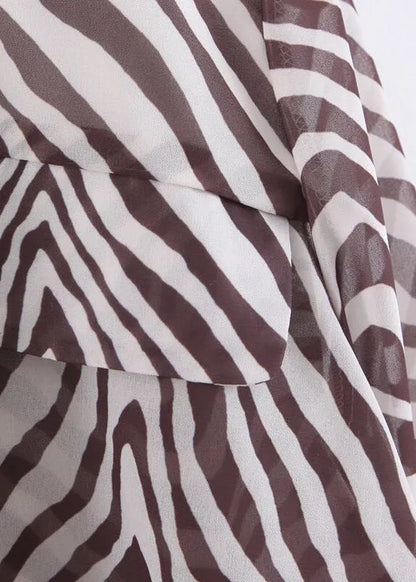 Striped Printed Long Sleeved Lace Up Shirt