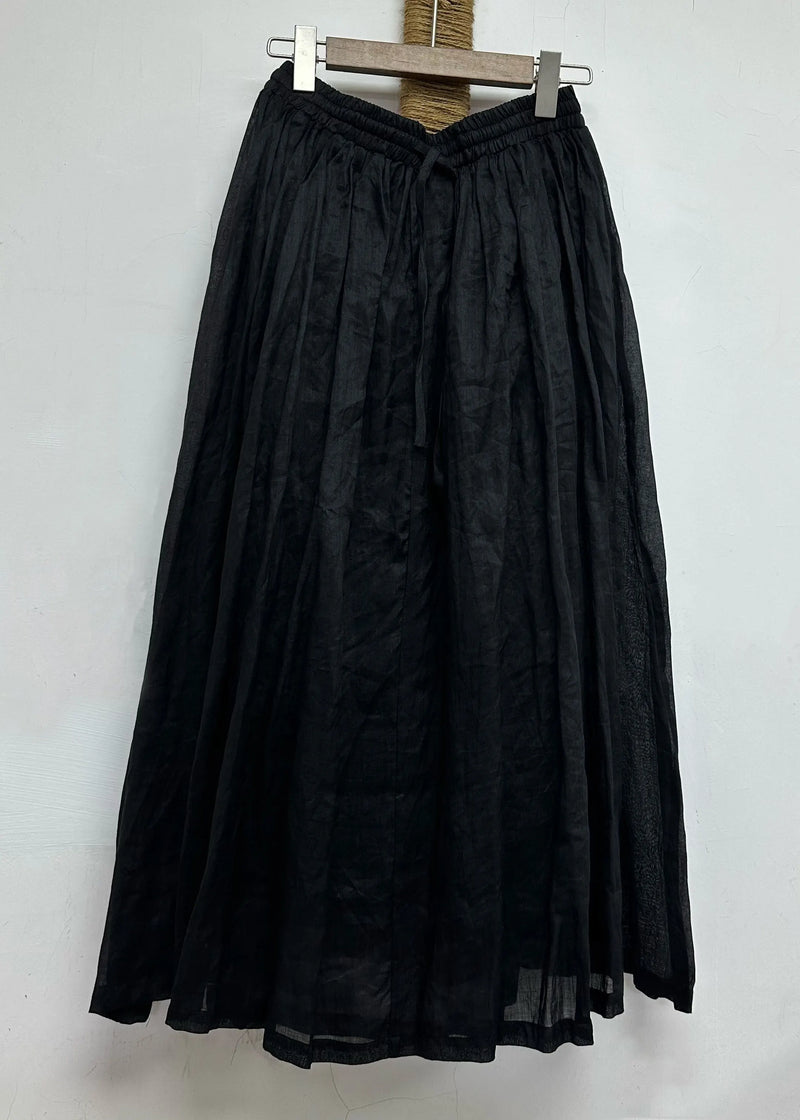 Leisure Khaki Elastic Waist Linen Long Skirt for Summer