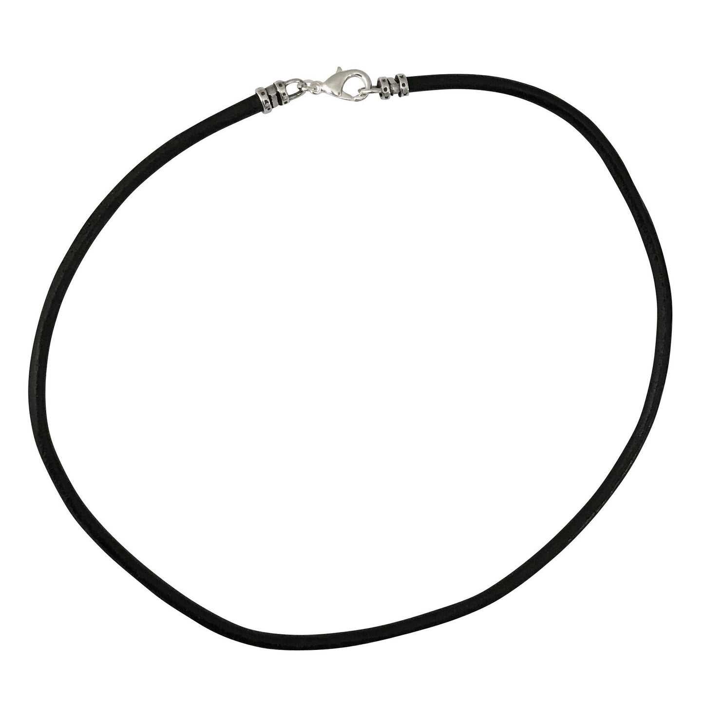 Extra Thick 4mm Wide Black Leather Cord Silver Plated Necklace