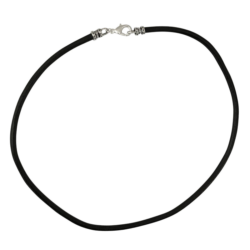 Extra Thick 4mm Wide Black Leather Cord Silver Plated Necklace