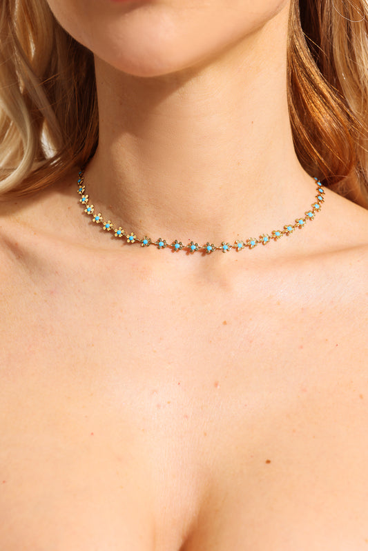 Enamel Metal Necklace & Bracelet Set