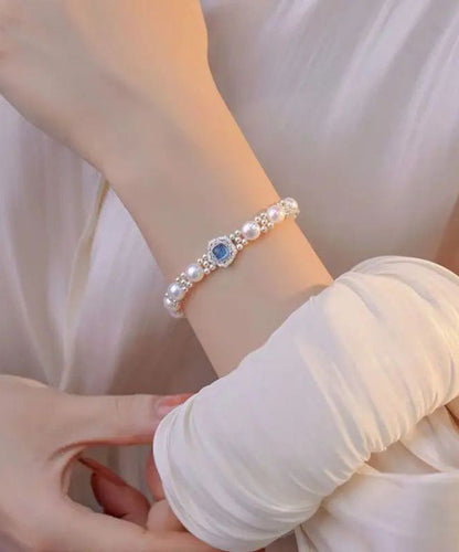 New Sterling Silver Pearl Crystal Bracelet