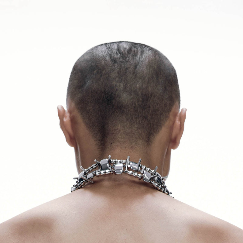 Chrome Spike Collar Necklace