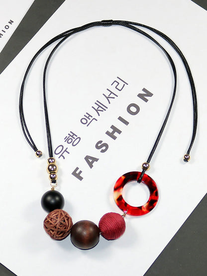 Pendant Wooden Necklace Resin