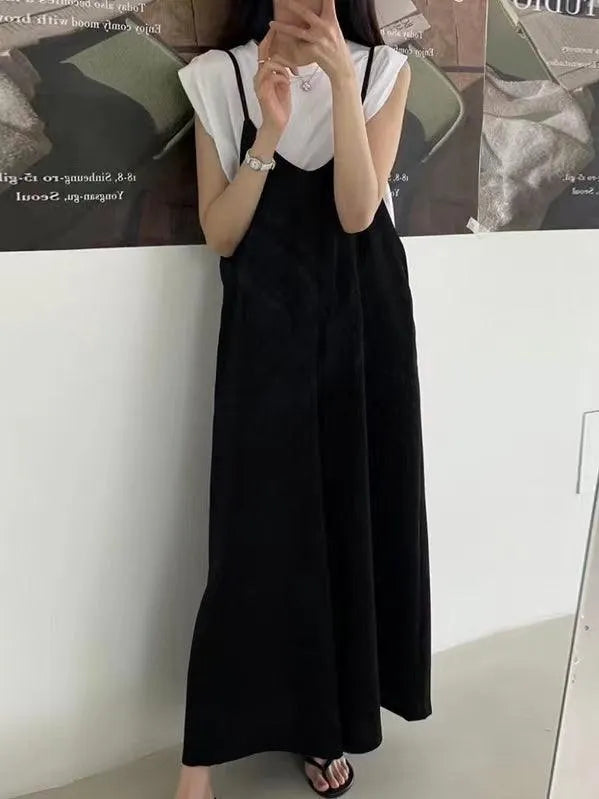 U-neck Loose Suspenders Jumpsuit