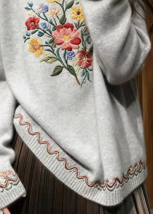 Grey Cozy Knit Sweater O-neck Fall
