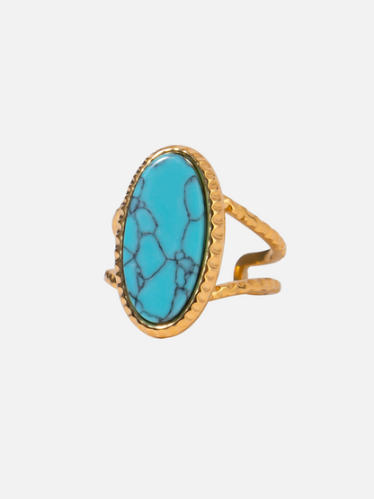 Oval Natural Stone Adjustable Rings